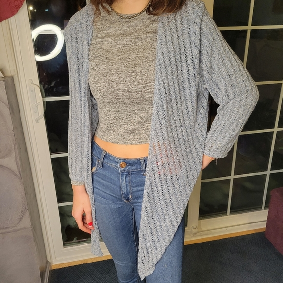 Ruby Rd. Light blue waterfall shrug sweater Size L - Picture 1 of 3